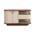 **Meuble TV design contemporain avec façade en bois et éléments en métal**
